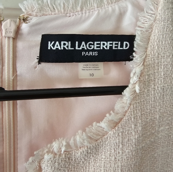 Karl Lagerfeld Paris Pink Tweed Sheath Dress Size 10 NWT - Picture 12 of 14